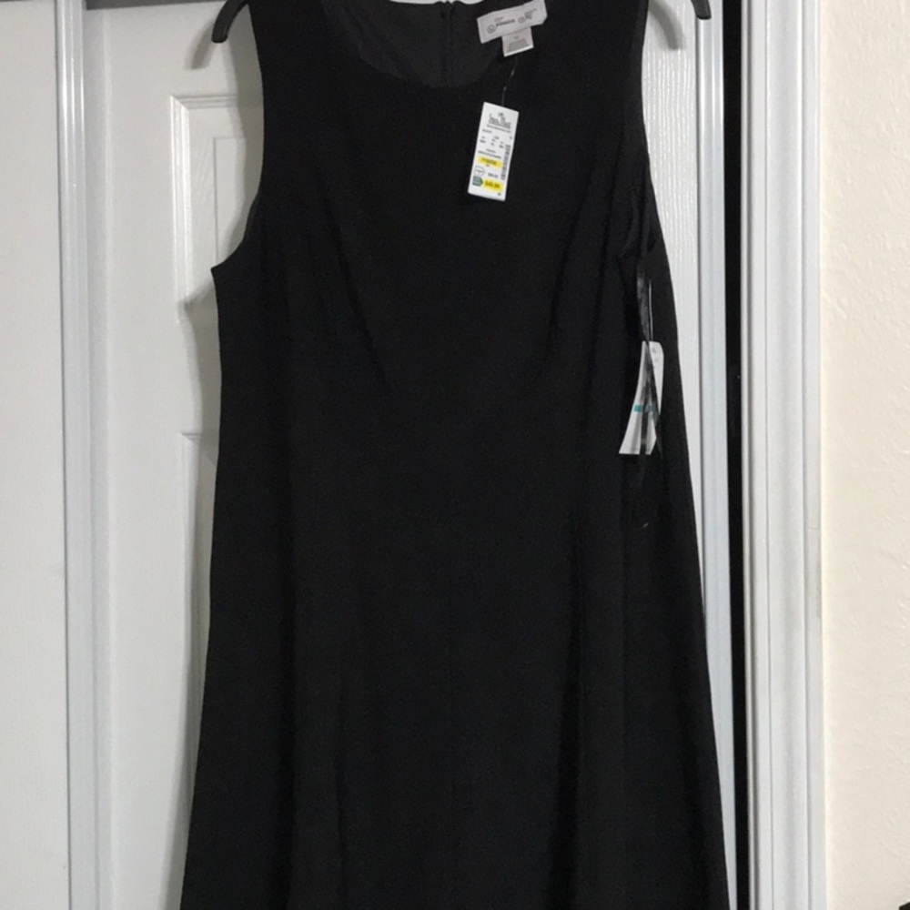 Black sleeveless dress with sheer at the hem
